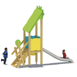 HDPE子供用スライド木製屋内/屋外遊び場遊具