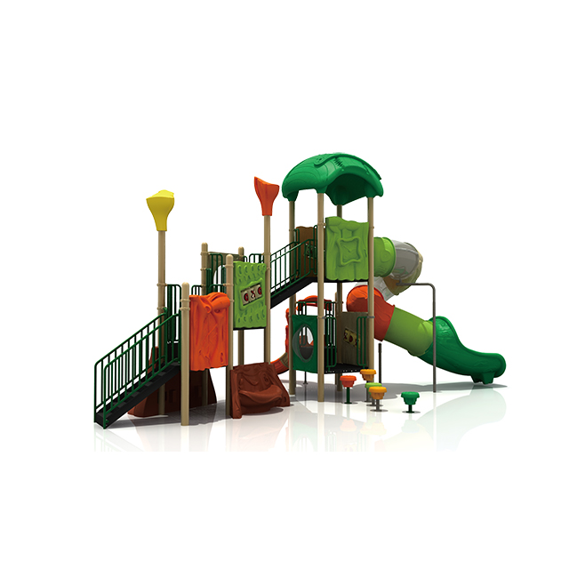 遊園地の子供たちの屋外のプラスチックの森の遊び場のスライド装置