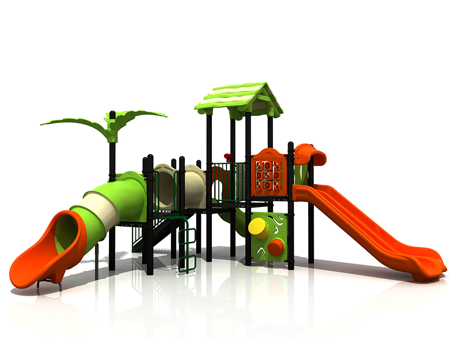 幼稚園のための子供の屋外の緑の森の遊び場スライドプレイセット